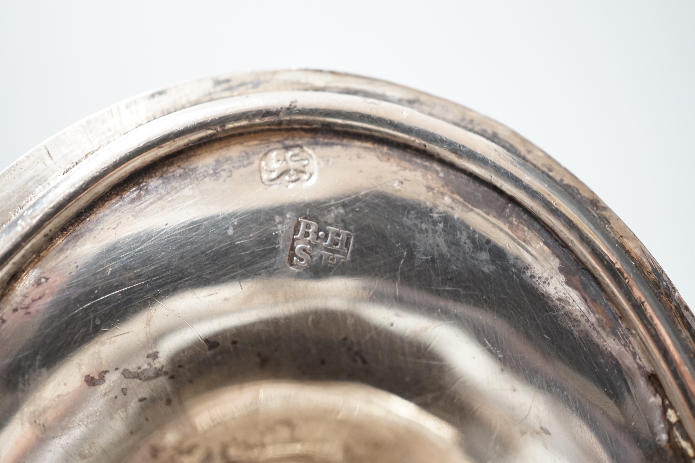 A George III engraved silver oval teapot, by Robert & Samuel Hennell, London, 1803, (repairs), gross weight 12.7oz.